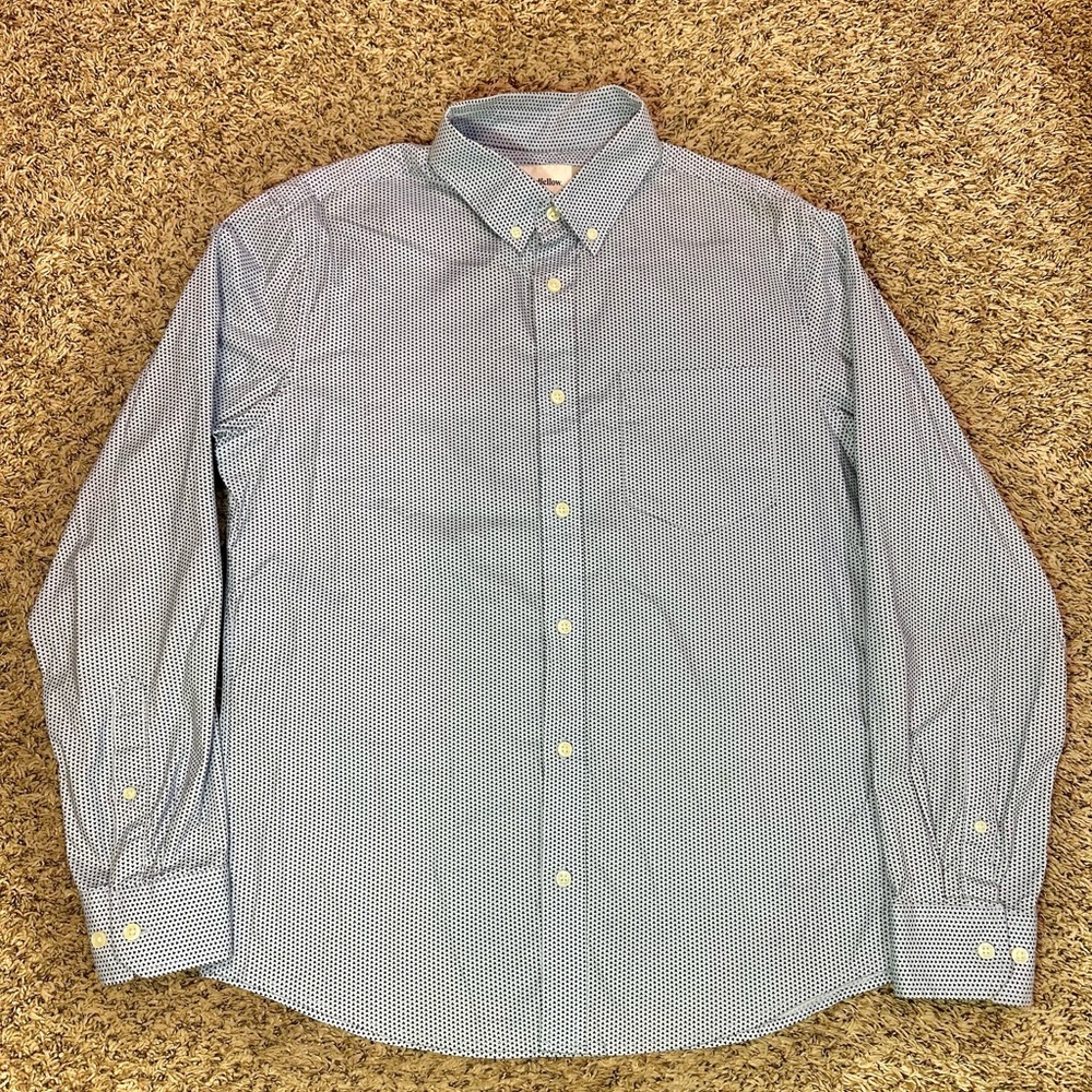Goodfellow Button Up Long Sleeve Shirt Mens Medium Blue Tiny Triangle Pattern